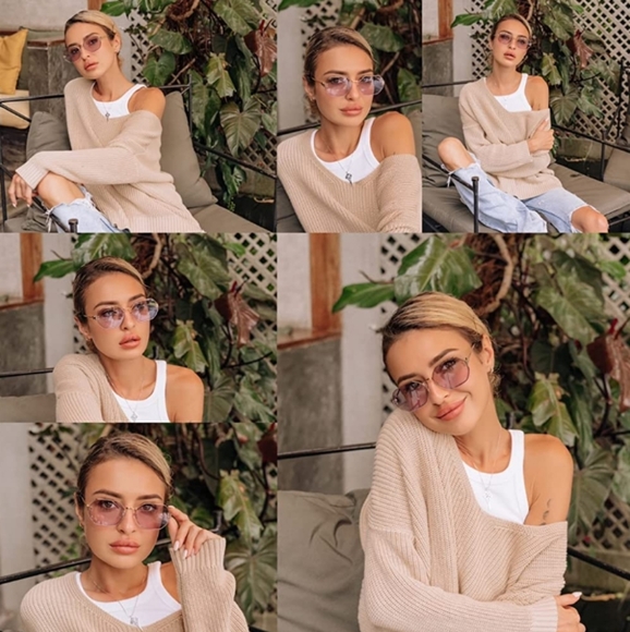 Hexagon Pink Sunglasses Trendy Polygon Sun Glasses UV400 Protective - Picture 7 of 7